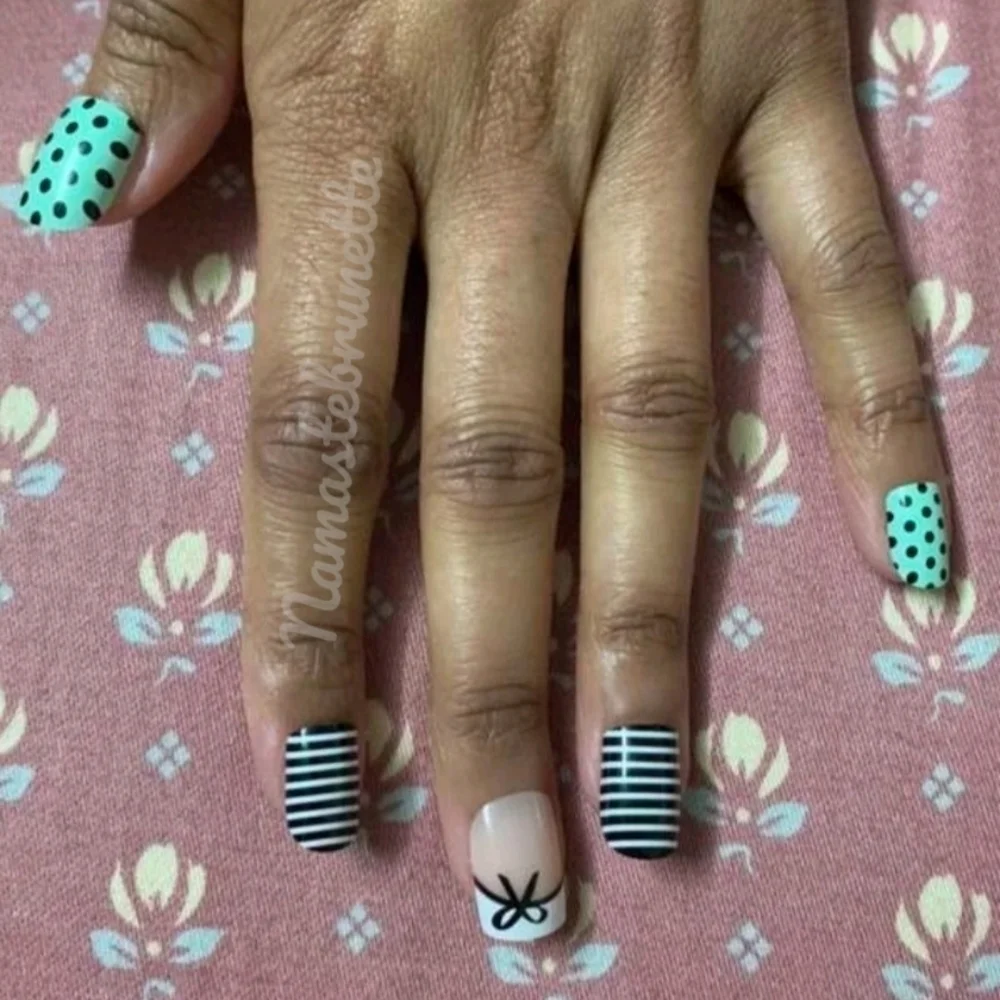 2/$16 Bow French Manicure  Press On Nails